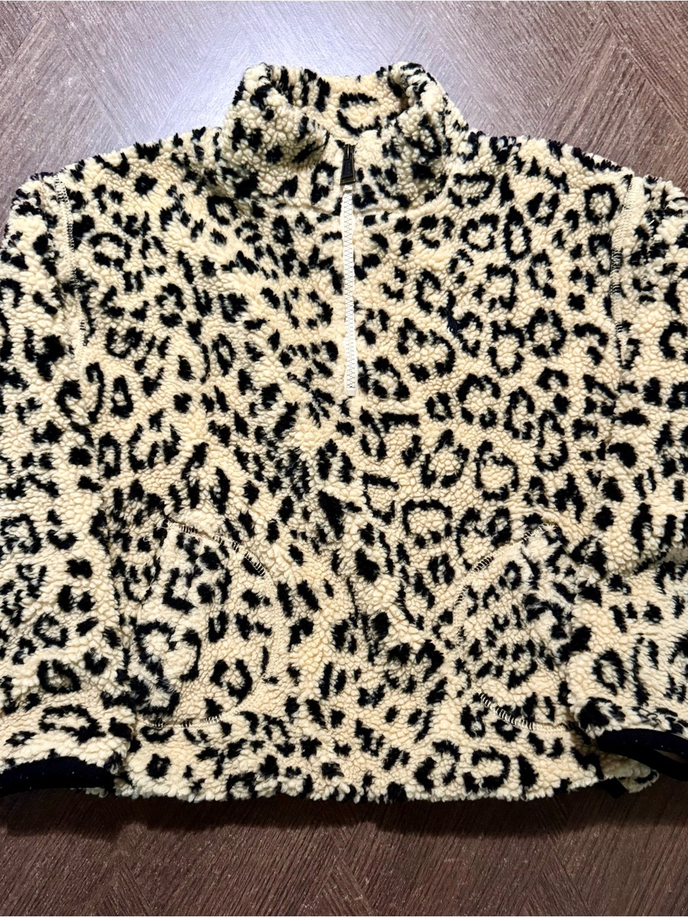 Polo Ralph Lauren Girls Cheetah High Pile Fleece Quarter Zip-sz M
